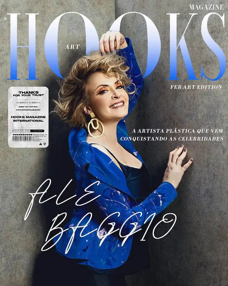 Capa da Hooks Magazine com Ale Baggio e a chamada: a artista plástica que vem conquistando as celebridades