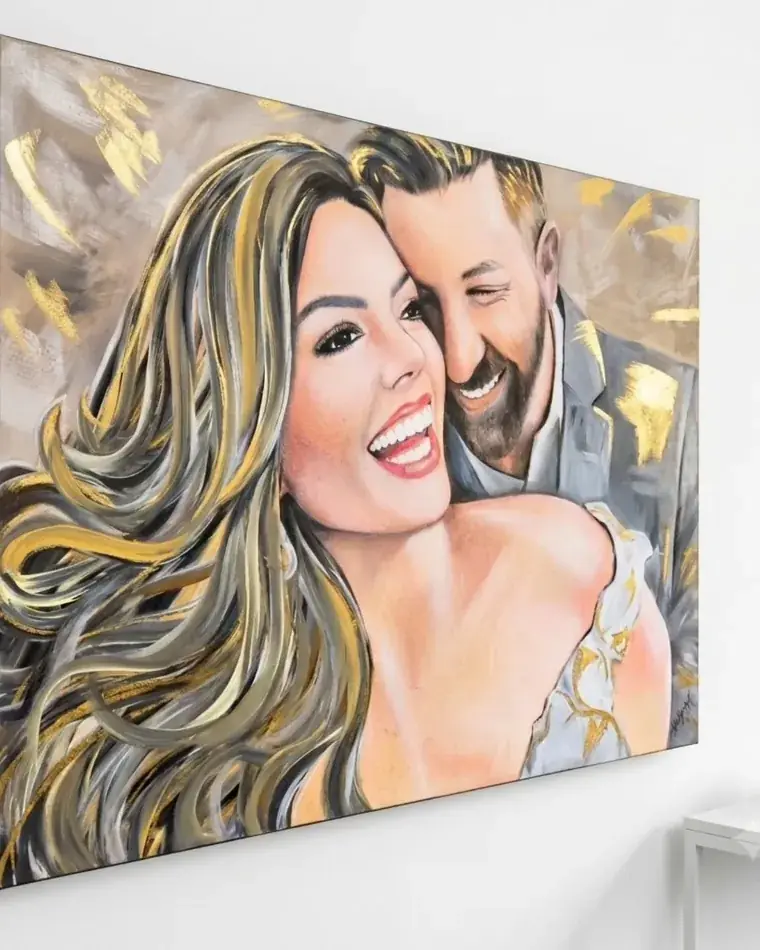 Retrato de casal pintado por Ale Baggio