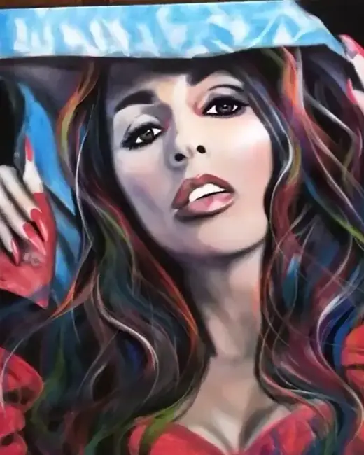 Pepita com o retrato pintado por Ale Baggio