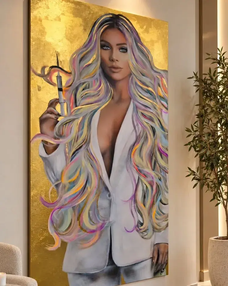 Santa Ceia pintada por Ale Baggio, com detalhes dourados